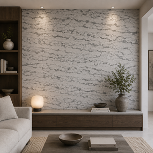 Revêtement mural en pierre naturelle Graphito Marble, feuille de pierre fine et flexible pour mur décoratif, mur TV, chambre et bureau. - Product Image 1