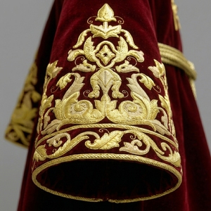 Custom Maroon Velvet Ceremonial Robe Hand Embroidered Gold Bullion Liturgical Tunic Church Clergy Vestment Orthodox Dalmatic - Product Image 5