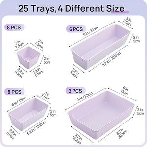 25 PCS Plastic Storage Bins & <b>Boxes</b> Versatile 4-Size Bathroom Vanity Drawer Organizer Trays <b>Makeup</b> Bed Storage Bins Set of 25 - Product Image 2