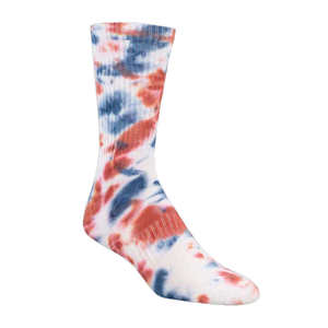 Chaussettes en tricot unisexes à motif tie-dye rouge, bleu et blanc, pour un usage quotidien décontracté, chaussettes pour hommes - Product Image 4