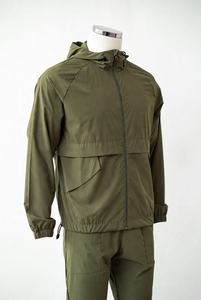 Mens Olive Green Hooded Windbreaker Tracksuit Lightweight <b>Zip</b> <b>Up</b> <b>Jacket</b> and Jogger Set Waterproof Outdoor Sportswear Two Piece - Product Image 6