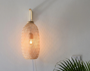 Handwoven Bamboo <b>Wall</b> <b>Sconce</b> Plug In Pendant <b>Light</b> Aspen Bracket Natural Woven <b>Wall</b> Lamp Boho Rustic Home Decor Supplier - Product Image 2