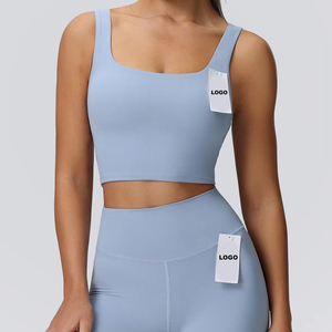 Nouvelle conception, ensemble de yoga 2 pièces pour femme avec logo frontal et taille élastique, tenue de sport, service OEM, effet push-up, haute qualité - Product Image 2