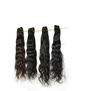 100% cuticule non traitée alignée en gros naturel ondulé lâche vague profonde faisceaux couleur noire Temple indien Extensions de cheveux humains - Product Image 1