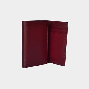 High Quality Men's Burgundy Color Genuine Leather Slim <b>Wallet</b> Fold Closure Minimalist Design Black Short Daily Use RFID <b>Wallets</b> - Product Image 3