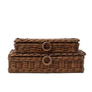 กล่องทิชชู่หวายธรรมชาติ2ชิ้นเป็นมิตรต่อสิ่งแวดล้อมใช้สำหรับตกแต่งบรรจุภัณฑ์แบบกำหนดเองผลิตในเวียดนาม - Product Image 1