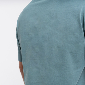 T-shirt pour homme en coton tricoté de qualité supérieure, couleur turquoise, coupe ample, manches courtes, écologique, léger, avec logo personnalisé, Marfa International - Product Image 6
