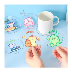 Cartoon Transparant Acryl Coaster Water Cup Clear Drink Acrylicr Antislip Plaats Mat Natuurlijke Onderzetters Voor Drinken