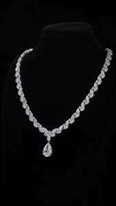 80CT Pear & Marquise Lab Grown Diamond <b>Necklace</b> 14K White Gold E VS1 IGI Certified <b>Statement</b> Pendant Lariat Tennis <b>Necklace</b> - Product Image 5