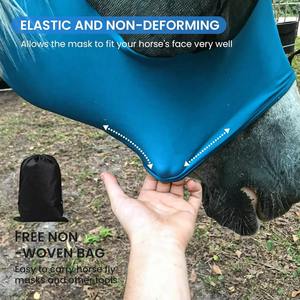 Masque anti-mouches pour chevaux, respirant, anti-moustiques, élastique, protection du visage, avec protection des oreilles, masque pour chevaux - Product Image 5