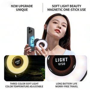 2-in-1 Magnetic RGB Selfie Light & Foldable Phone <b>Stand</b> Portable Dual-Axis Rotatable Fill Light with 3 Light Modes for Phone - Product Image 3