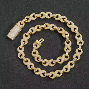 Collar de Lujo con Eslabones Infinitos Chapado en Oro de 18K para Hombre |   Cadena Hip Hop de Moissanita |   Joyería de Regalo Personalizada - Product Image 1