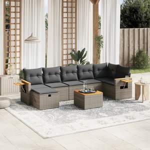 Conjunto de Sofás Modulares Grandes de Ratán PE Gris para Jardín, Colección Premium de Muebles para Exteriores - Product Image 1