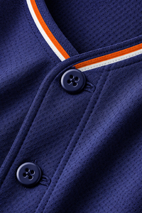 Maillot de baseball uni personnalisé, chemise de baseball entièrement boutonnée avec passepoil, bordure orange, uniforme d'équipe, haut respirant à séchage rapide en polyester - Product Image 2