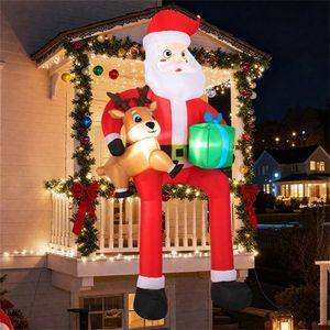 Babbo Natale Gonfiabile in PVC da 2,9m per Decorazioni Natalizie da Esterno, 4 Luci LED Integrate, Poliestere 210T, Gonfiaggio Rapido, Babbo Natale Seduto - Product Image 6