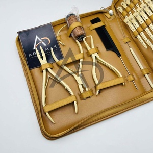 ADELMAS INTERNATIONAL Nude Beige Custom Logo Top Sale Professional Stainless Steel Pliers Hair Extension Weave Microbead Tool Kit - Product Image 3