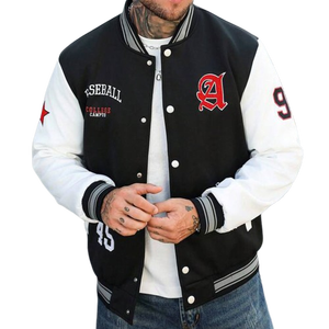 College Baseball <b>Jacket</b> for Men Two Tone Varsity Style Black Body White Sleeves Contrast Design Premium Quality Wholesale Vendor - Product Image 5