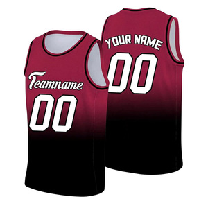 Maillot de basket-ball personnalisé dégradé bordeaux-noir, nom d'équipe n°00, impression sublimée, unisexe, sans manches, uniforme de sport régulier pour adulte - Product Image 1