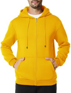Sweat à capuche zippé en molleton épais 100% coton 400G, personnalisable avec logo, pour homme grande taille, hiver, imprimé, brodé, tricoté, modèle vierge en stock - Product Image 2