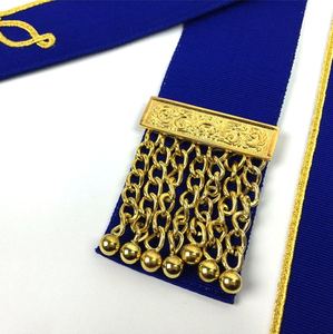 Masonic Regalia Craft Provincial <b>Apron</b> <b>White</b> & Royal Blue Border with Golden Chain Tassels OEM Service - Product Image 5