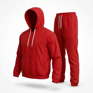 Most Selling Custom Logo High Quality Red Pullover Men's Nylon <b>Wind</b> <b>Breaker</b> Trousers Sets Lightweight Men Set Streetwear Hoodies - Product Image 1