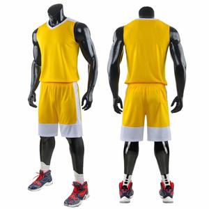 Ensemble de maillots de basket-ball sans manches jaunes unisexes avec bordure blanche, uniforme respirant, service OEM, logo sur le devant pour adultes, toutes saisons - Product Image 1