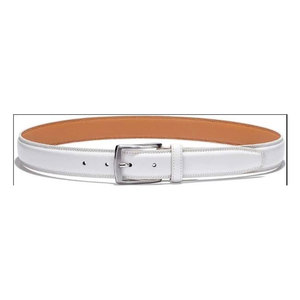 Ceinture Formelle en Cuir Véritable Blanc SALVA LEATHER Style Western avec Boucle Rectangulaire Argentée Couleur Unie Personnalisable en Cuir de Vache - Product Image 2