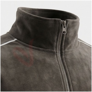Ensemble de survêtement gris pour homme, manches longues, col montant, fermeture éclair sur le devant, couleur unie, respirant, décontracté, pour l'automne, coupe classique - Product Image 4