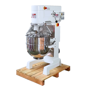 Mélangeur à pâte à pizza électrique commercial 60 litres, planétaire, avec bol en acier inoxydable et fouet métallique, pour usage en boulangerie - Product Image 4