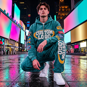 Conjunto de Sudadera con Capucha y Pantalones Jogger de Algodón con Lavado Ácido para Hombre, Estilo Urbano Informal, Talla Grande - Product Image 5