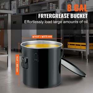 Contenitore per Olio da Frittura in Acciaio Inox da 8 Galloni, Rivestimento Antiruggine, Attrezzatura per Cucine Commerciali - Product Image 2