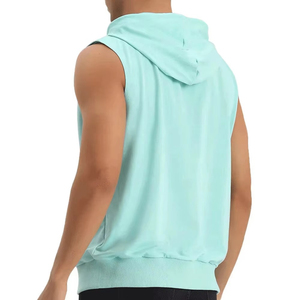 Débardeur à capuche gris uni en coton pour hommes, coupe musculaire, grande taille, vêtements de sport pour la musculation, fournisseurs - Product Image 3