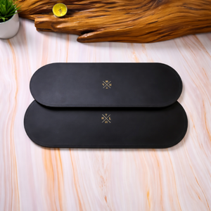 Set de 4 dessous-de-plat en cuir véritable et cuir végétalien, forme irrégulière, écologiques et imperméables, pour une touche de luxe - Product Image 5
