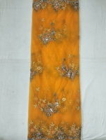 Vestido de Mujer con Encanto Étnico Clásico, Tela de Encaje Nigeriana Auténtica, Bordado Computarizado con Patrón Floral, Poliéster/Algodón, 120 GSM