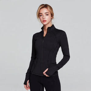 เสื้อแจ็คเก็ตโยคะแบบมีซิปสำหรับผู้หญิง คอตั้ง แขนเสื้อมีรูสำหรับนิ้วโป้ง ระบายอากาศได้ดี เป็นมิตรต่อสิ่งแวดล้อม เหมาะสำหรับการฝึกซ้อม - Product Image 3