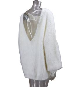 Pull en laine de vison à plumes pour femme, personnalisé, à manches longues, chaud et moelleux, tricoté pour l'hiver, 100% laine de haute qualité - Product Image 3