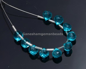 <b>London</b> Blue Topaz Quartz Faceted Onion Shape Gemstone Beads, Fine Quality 10 mm Quartz Briolette, Wholesale Beads - Product Image 2