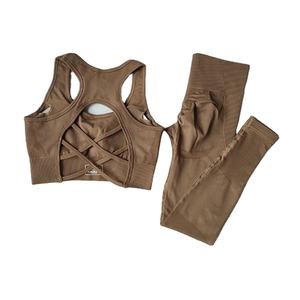 Conjunto de Yoga liso informal con estilo, novedad de 2025, conjunto de Yoga personalizado para mujer, sujetador de gimnasio transpirable de primera calidad, conjunto de mallas de Yoga - Product Image 1