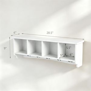 Appendiabiti da Parete Rustico in Legno Marrone con Doppi Ganci e Scomparti Portaoggetti - Product Image 4