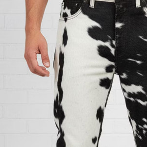 New Trending 2025 Men's Premium Cowhide Hair Own Genuine <b>Leather</b> Flare Pants Bold Stylish Fashion Winter real <b>leather</b> pant - Product Image 5