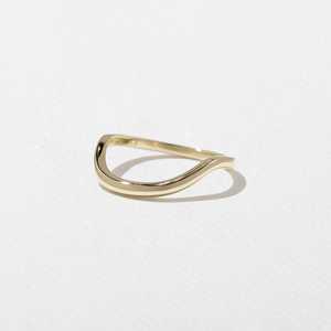 Curved <b>Plain</b> Stackable <b>Ring</b> 10k 14k 18k Solid Gold Contour V Shaped Everyday Wear Wedding Band Solitaire Minimalist Fine Jewelry - Product Image 1