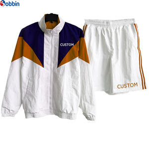 Nylon Windbreaker Tracksuits Plain Color Training Streetwear Short <b>Set</b> Men's Custom Breathable Plus Size 4XL Loose Fit Patchwork - Product Image 3
