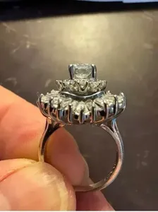 Bague de fiançailles Moissanite Halo en argent sterling 925 plaqué or, coupe princesse, vintage, luxe, pour femme - Product Image 6