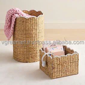 Vgreen Panier de rangement en jacinthe d'eau fait à la main pour l'organisation de la maison Panier à linge élégant avec couvercle Artisanal - Product Image 4