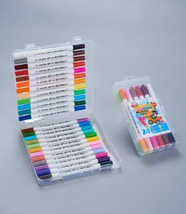 36-Color Dual-Head Acryl Art Markers Twin-Tip Borstel Voor Rock Painting Steen Glas Art Set Met Verschillende Kleuren # 7978a