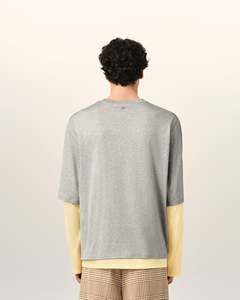 Camiseta Extra Grande Personalizada para Hombre, Color Gris con Mangas en Contraste Amarillo, Tejido de Algodón, Cuello Redondo, Estilo Casual, 100% Algodón, Colección de Verano - Product Image 2