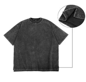 Custom High Quality <b>Men</b> Acid Wash T-<b>Shirt</b> 100% Cotton Soft Fabric <b>Silk</b> Screen Printing OEM Logo Front Casual Wear 280g Bulk - Product Image 4