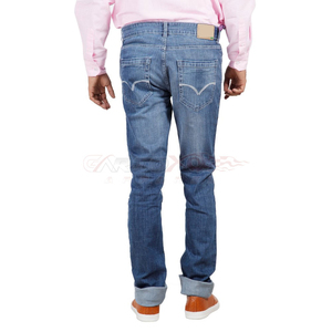 GARIOX APPAREL Jean en denim délavé coupe slim jambe droite pour homme, taille mi-haute, en coton bleu, formel, imperméable, respirant, personnalisable OEM - Product Image 5