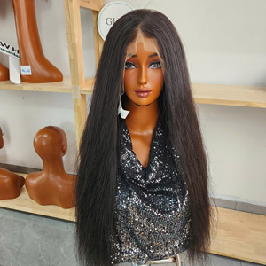 Wholesale Price Natural Straight 13x6 Frontal Transparent Lace Wig Double Drawn Virgin Hair Vietnam <b>Medium</b> Cap Wigs - Product Image 3