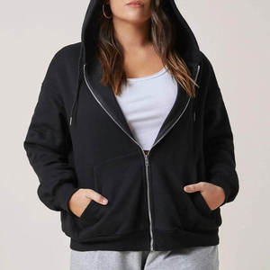 Sweat à capuche zippé noir personnalisé pour femme, 100 % polyester polaire respirant, coupe décontractée - Product Image 3